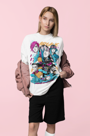 Футболка з аніме принтом Джінкс Аркане Джапанесе Аніме оверсайз (S/M/L) Чорний AnimeJ0674 Дніпро