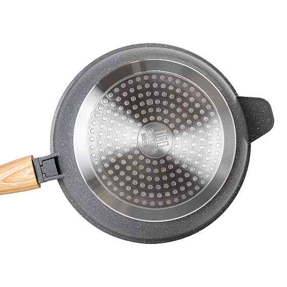 Алюмінієва глибока сковорода (2,4 л) зі скляною кришкою Ø 24 см сіра MGC HP-4-463G Коломия