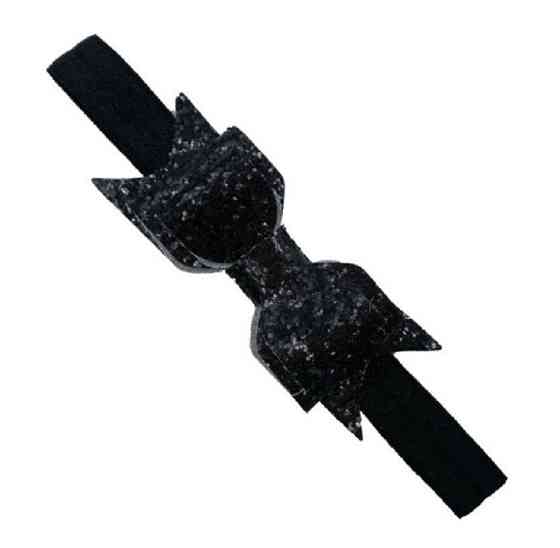 Пов'язка дитяча з блискітками чорна - розмір універсальний (на резинці), бантик 9см Київ