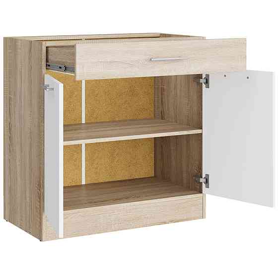 Кухонний модуль нижній з шухлядою Еверест Еко 800 дуб сонома/німфея альба (білий) (без стільниці) 80х46х82 см (DTM-071038) Львів