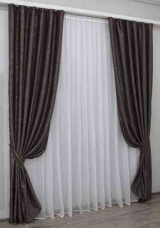 Комплект готовых штор VR-Textil Лен Саванна № 687ш Венге 150х270 см 2 шт (30-466) Киев