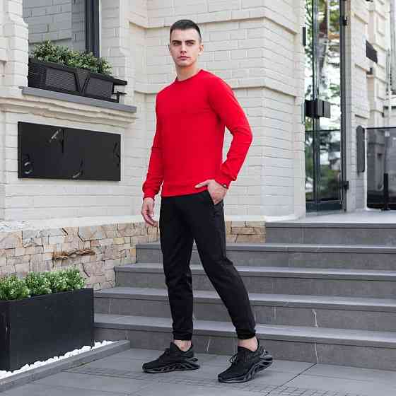 Світшот чоловічий однотонний червоний Pobedov 001 Київ