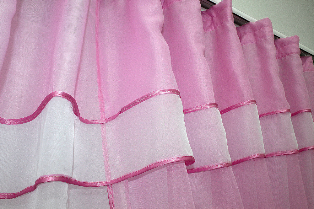 Кухонная занавеска VR-Textil № 018к штора и тюль с ламбрекеном розовый с белым 270х170 см (50-836) Киев - изображение 4