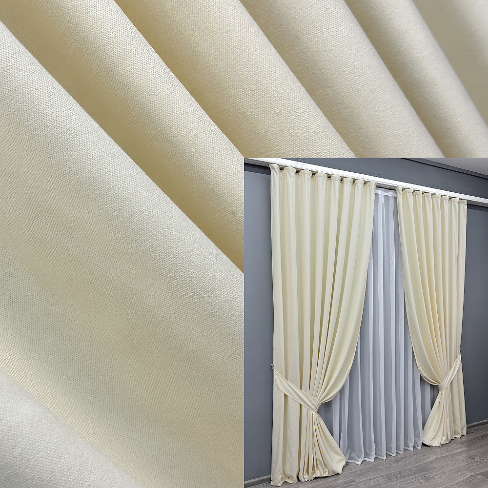 Комплект готовых штор VR-Textil Микровелюр Petek № 1830ш Молочный 100х270 см 2 шт (31-0023) Киев - изображение 1