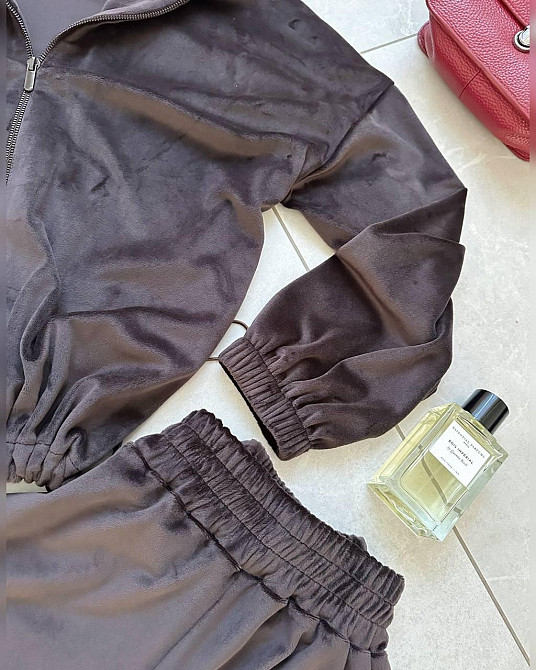 Женский теплый повседневный велюровый костюм, спорт велюр Шоколад, 42/46 Одесса - изображение 3