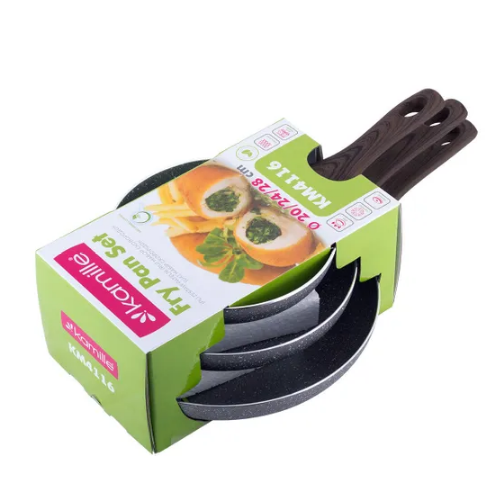 Набір сковорід d20см/24см/28см алюміній а/п Grey marble 4116 KAMILLE Житомир - фото 1