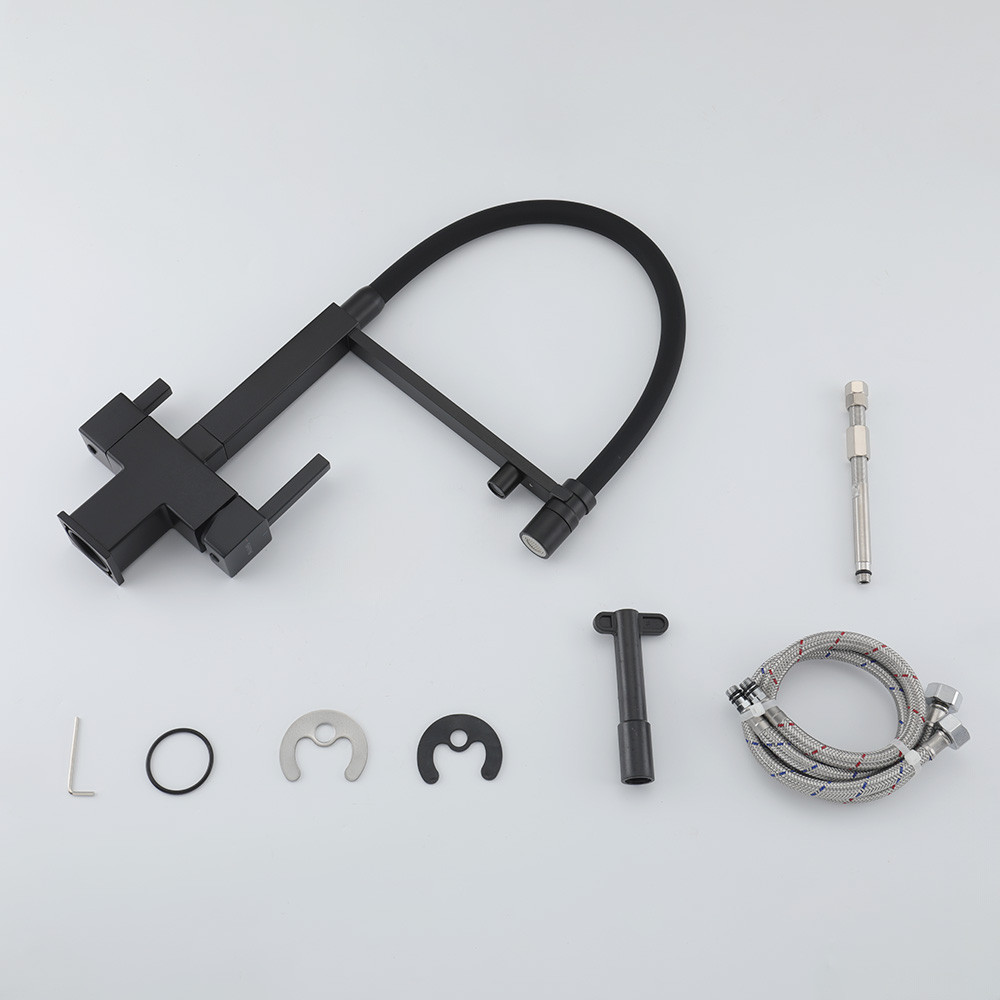 Смеситель для кухни с подключением к фильтру GAPPO G4395-56 с гибким изливом, черный Киев - изображение 8