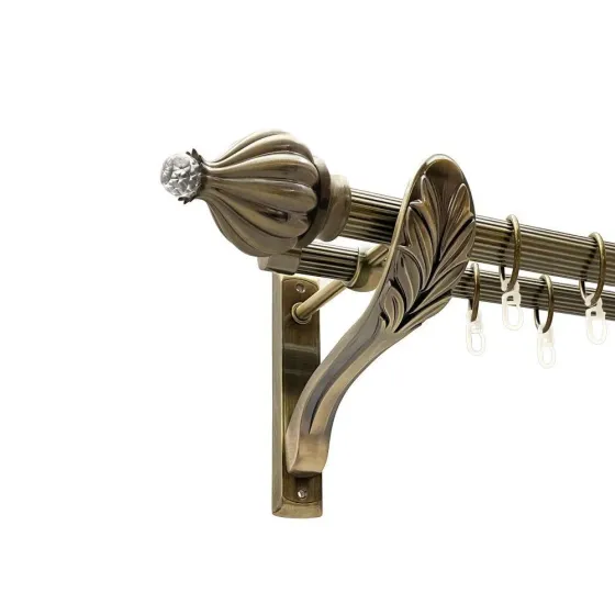 Карниз Orvit Таджа-Кристал металевий дворядний ретро рифлена труба кільце металеве Антик 25\19 мм 300 см Львов