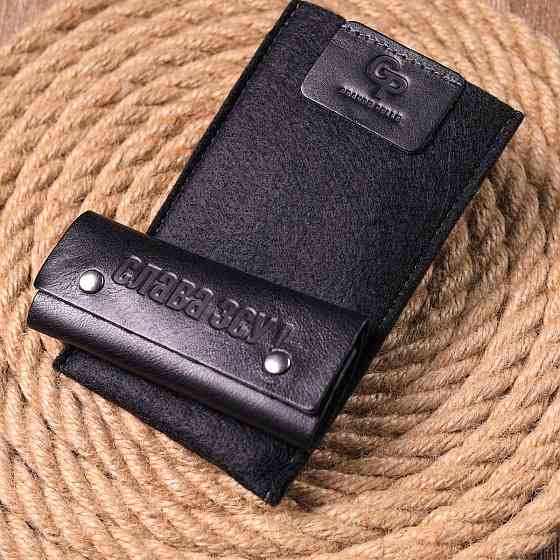 Оригінальна ключниця у глянцевій шкірі Чорна (GRANDE PELLE) Київ