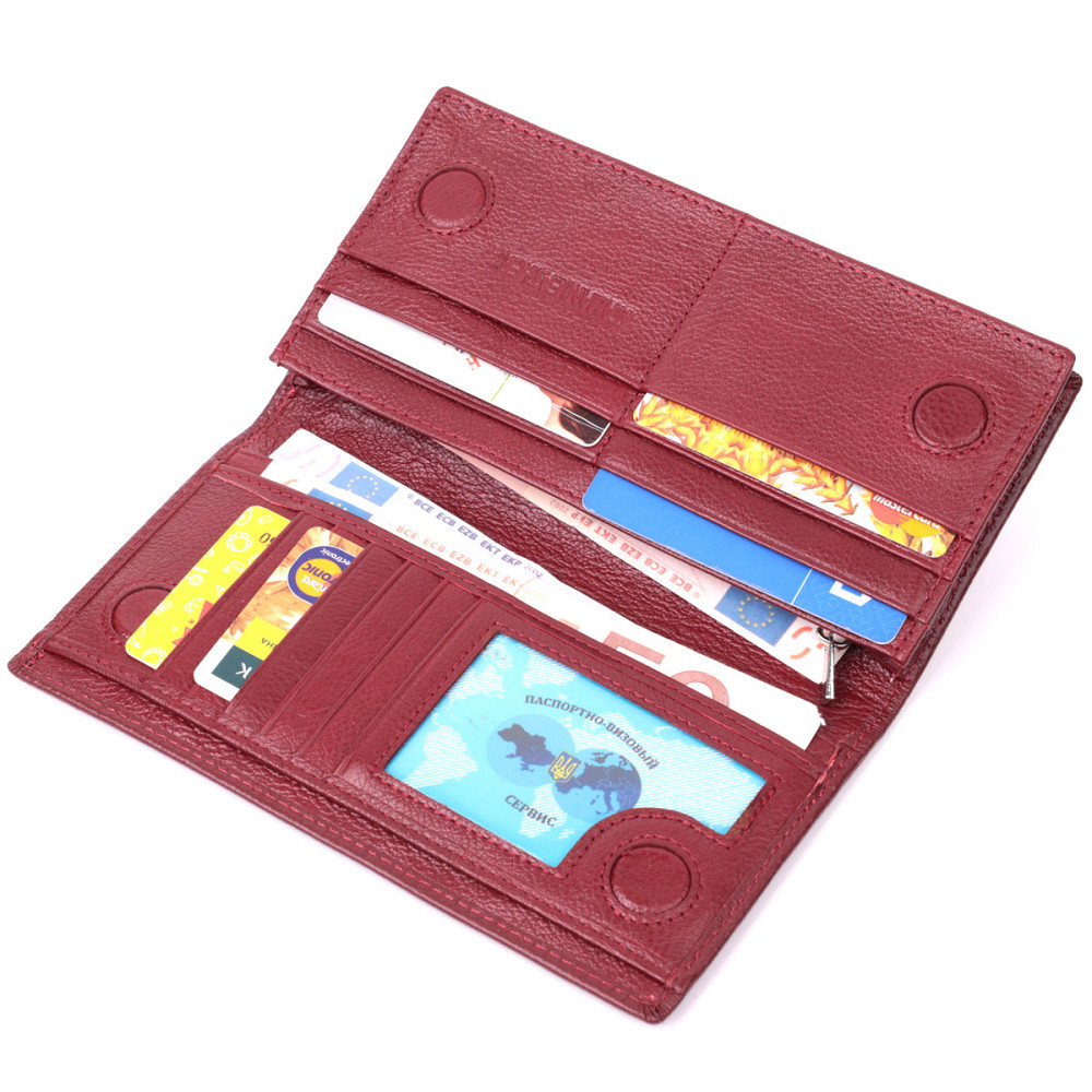 Женский вместительный вертикальный кошелек на магнитах из натуральной кожи Бордовый (ST Leather) Киев - изображение 10