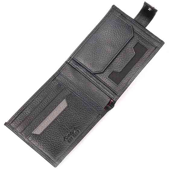 Классический мужской кошелек из натуральной кожи KARYA 21066 Черный Киев