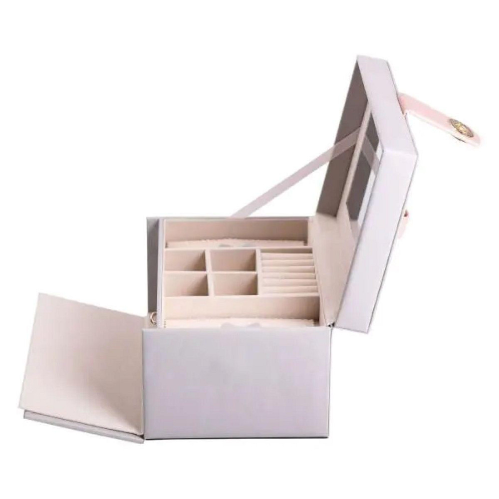 Шкатулка для украшений из эко кожи 3 яруса с зеркалом органайзер для ювелирных изделий HP-5-17G Киев - изображение 6