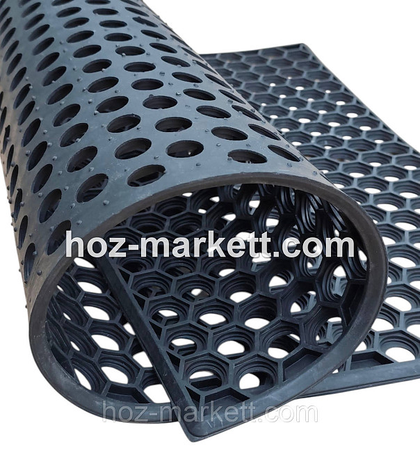 Килимок 140х96х1 см гумовий брудозахисний сота чорний Харків - фото 6