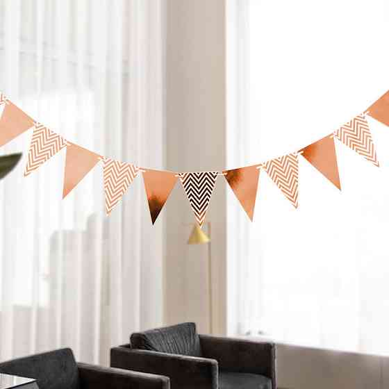 Гирлянда треугольники для праздника 4 м 18 на 13 см розовое золото Киев