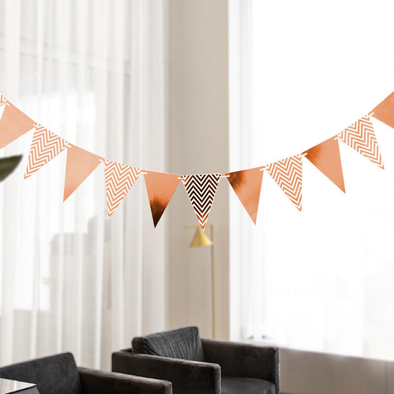 Гирлянда треугольники для праздника 4 м 18 на 13 см розовое золото Киев - изображение 2