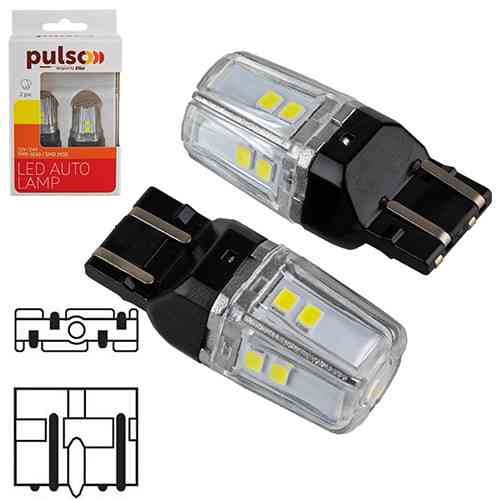 LED Лампочка PULSO 7443 W3x16q 12SMD-2835 2 контакти 9-36В 550/100 люмен Білий габарит Харків