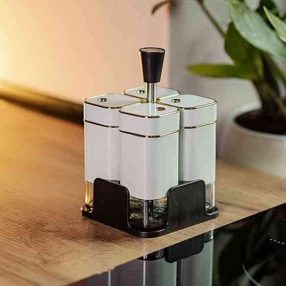 Набір спецій на підставці, 4 предмети, білий Київ