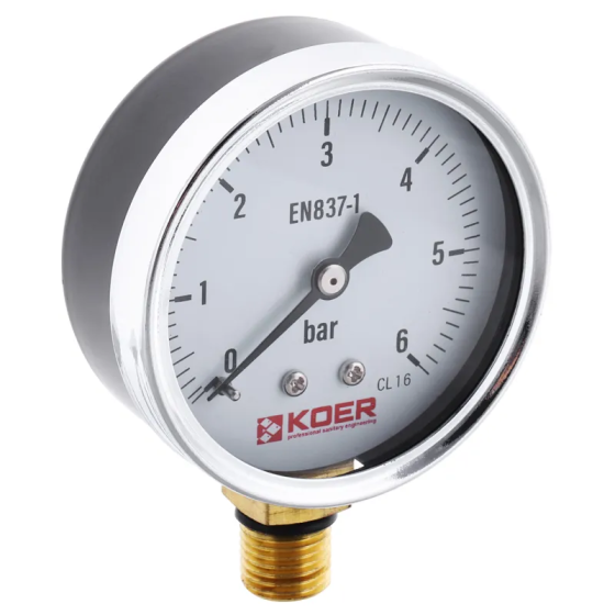Манометр радиальный (KOER KM.610R) (0-6 bar), D 63мм, 1/4''-1/2'' (KR0204) Киев