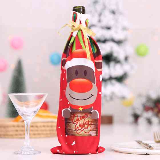 Чехол на бутылку новогодний Олень 34 на 12 см разноцветный Киев