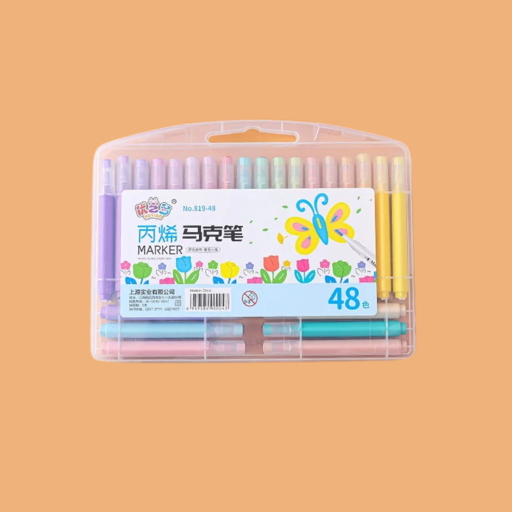 Набор маркеров 48 шт акриловые для рисования и творчества,маркеры для бумаги, ткани, керамики в пластиковом кейсе Каменец-Подольский - изображение 2