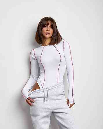 Жіночий базовий боді з кантом біфлекс Білий, 46/48 Одеса