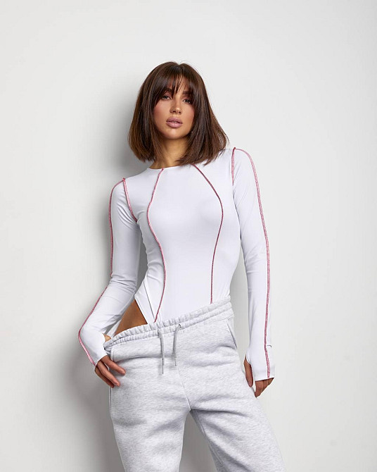 Жіночий базовий боді з кантом біфлекс Білий, 46/48 Одеса - фото 5