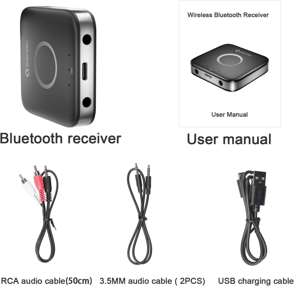 Bluetooth 5.3 адаптер-ресивер SONRU AUX RCA для авто та дому Hi-Fi аудіоприймач з шумозаглушенням та акумулятором Київ - фото 8