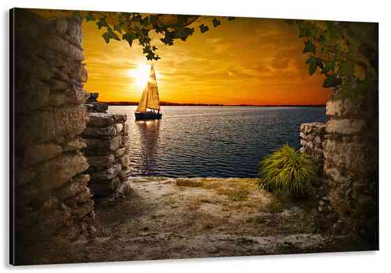 Картина полотно у вітальню / спальню   Човен в морі       MLP_145  ( 60х30см ) 90х180см Київ