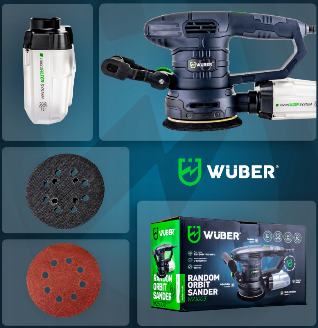 Шліфмашина ексцентрикова Wuber 1300Вт 240В (Польща) Київ - фото 2