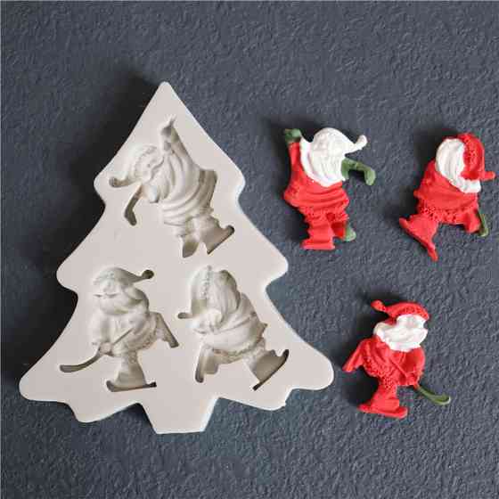 Силиконовый молд Дед Мороз 108 на 96 мм серый Киев