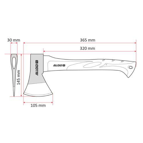 Alloid Pro. Сокира, ручка з фібергласу 600 г, 37см (AF-7014600) Одеса - фото 2