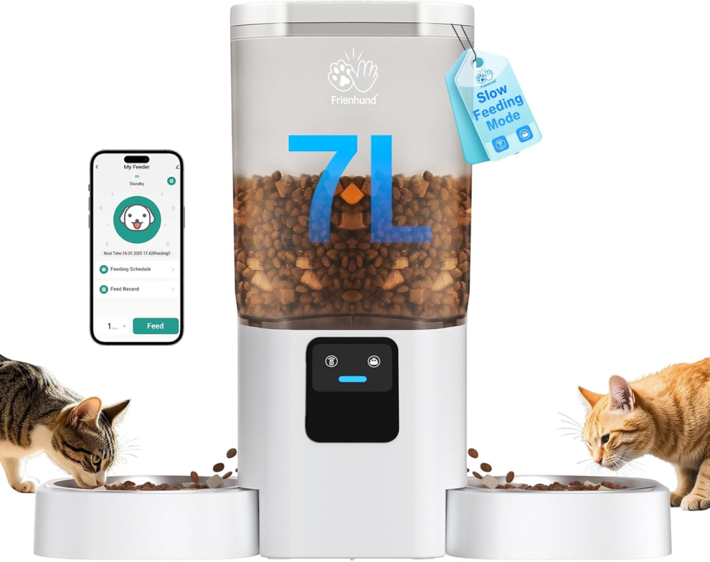 Автоматична WiFi годівниця Frienhund 7л на 2 коти: 5G WiFi, повільне годування, миски з нержавіючої сталі, додаток Smart Life Київ - фото 2