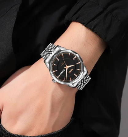 Годинник чоловічий класичний Skmei 9268 (Сріблястий з чорним циферблатом) Київ