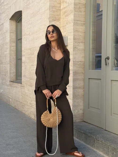 Жіночий костюм трійка з сорочкою, майкою та штанами Одеса - фото 19