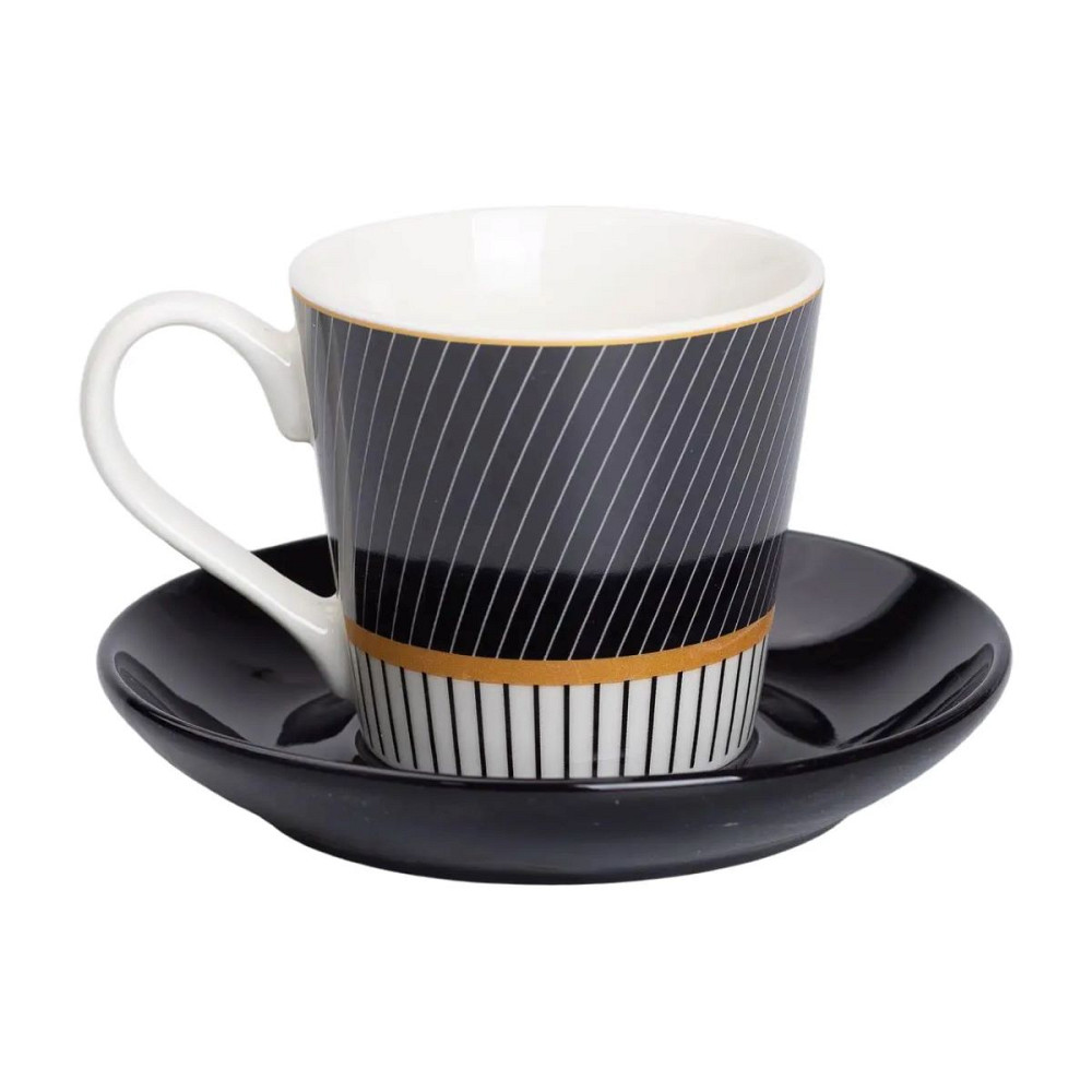 порцелянова чашка з чорним блюдцем 200 мл RX-N24708BW Коломия - фото 1