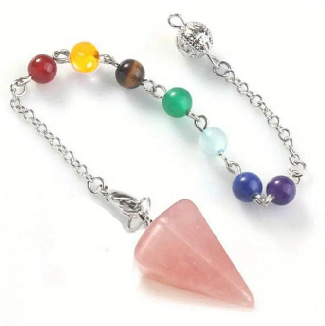 Маятник биолокационный из розового кварца 2.9 см на цепочке. Киев - изображение 1