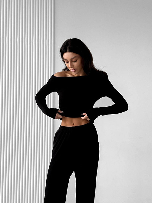 Женский базовый костюм двойка: лонгслив и брюки ангора рубчик Одесса - изображение 10