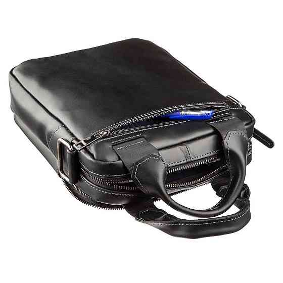 Сумка чоловіча SHVIGEL 11184 в гладку шкіру Чорна Київ