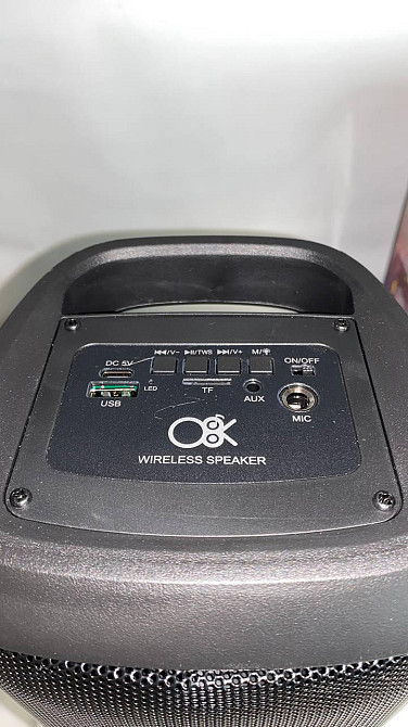 Колонка музична портативна Bluetooth з мікрофоном 4" BT-2425, 20Вт, FM-радіо, USB, TF, AUX, LED підсвітка Одеса - фото 7