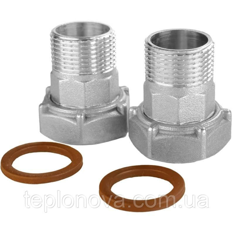 Комплект штуцеров для счетчика никелированный 2″ВР х 1 1/2″НР с биконитовой прокладкой Б2743КбА(нк) Черновцы - изображение 1