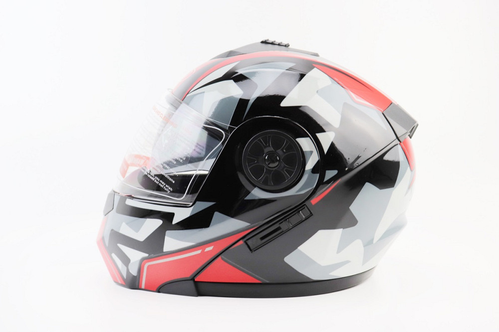 Шолом модуляр, закритий з відкидним підборіддям+відкидні окуляри BLD-159 S (55-56см), ЧОРНО-ЧЕРВОНИЙ Киев - изображение 4