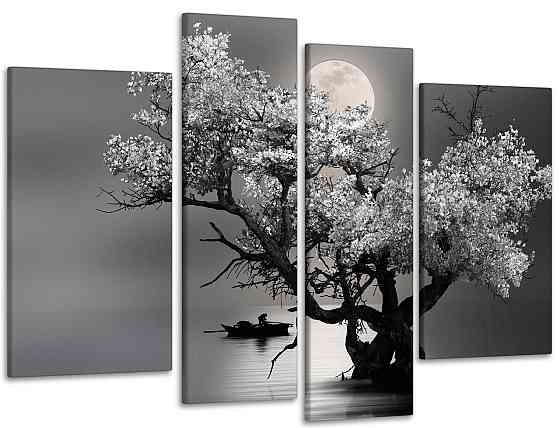 Модульна картина в спальню, вітальню Абстракція Дерево під місяцем Art-621_4 90x132 см Київ