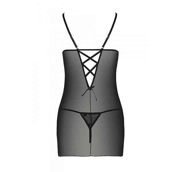 Сорочка с вырезами на груди, стринги Passion LOVELIA CHEMISE S/M, black Sex Aura Киев