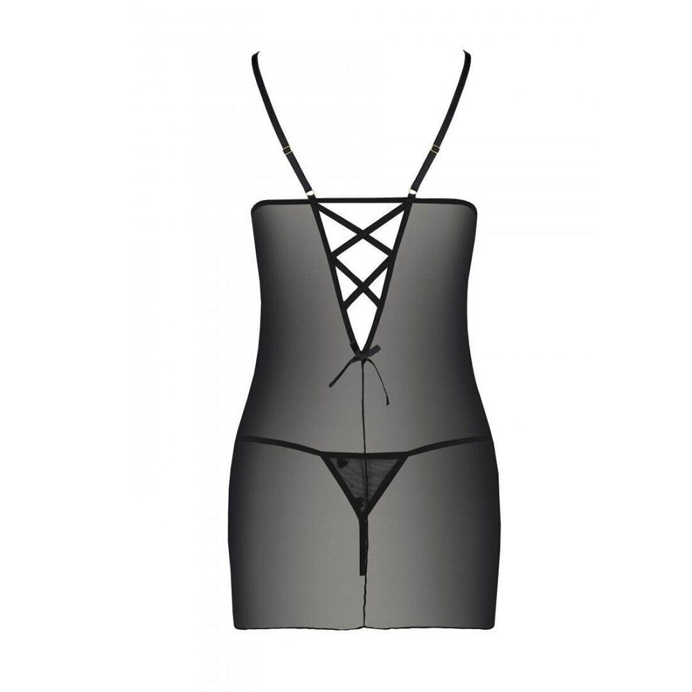Сорочка з вирізами на грудях, стрінги Passion LOVELIA CHEMISE S/M, black Sex Aura Київ - фото 6