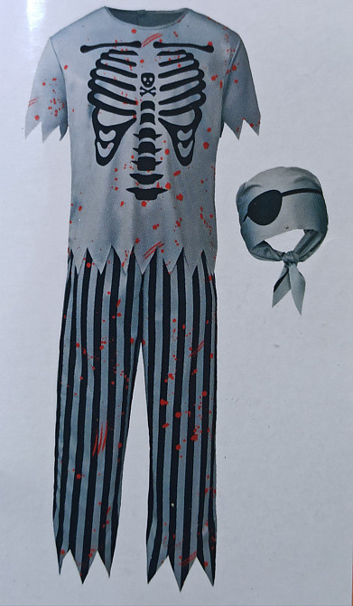 Чоловічий костюм Пірат для вечірки на Хелловін штани футболка повязка розмір ХL 56-58 серый Київ - фото 2