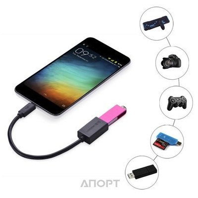 Micro USB OTG кабель-адаптер Ugreen US133 (Чорний, 12см) Николаев - изображение 7