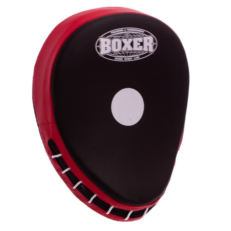 Лапа вигнута для боксу та єдиноборств BOXER 2011-01 розмір 19х23х4 см чорний-червоний Київ - фото 2