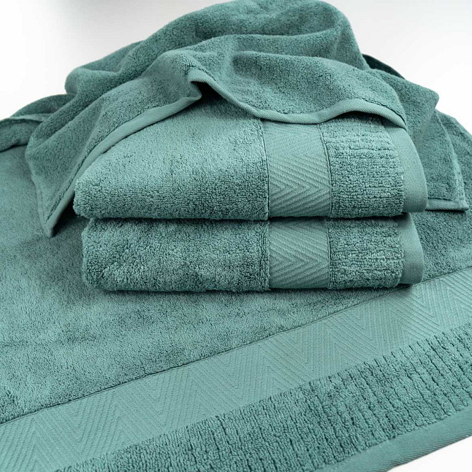 Махровий рушник 50x90см Преміум якості Зеро Твіст Бордюр 550г/м2 (М'ятний) Суми - фото 3