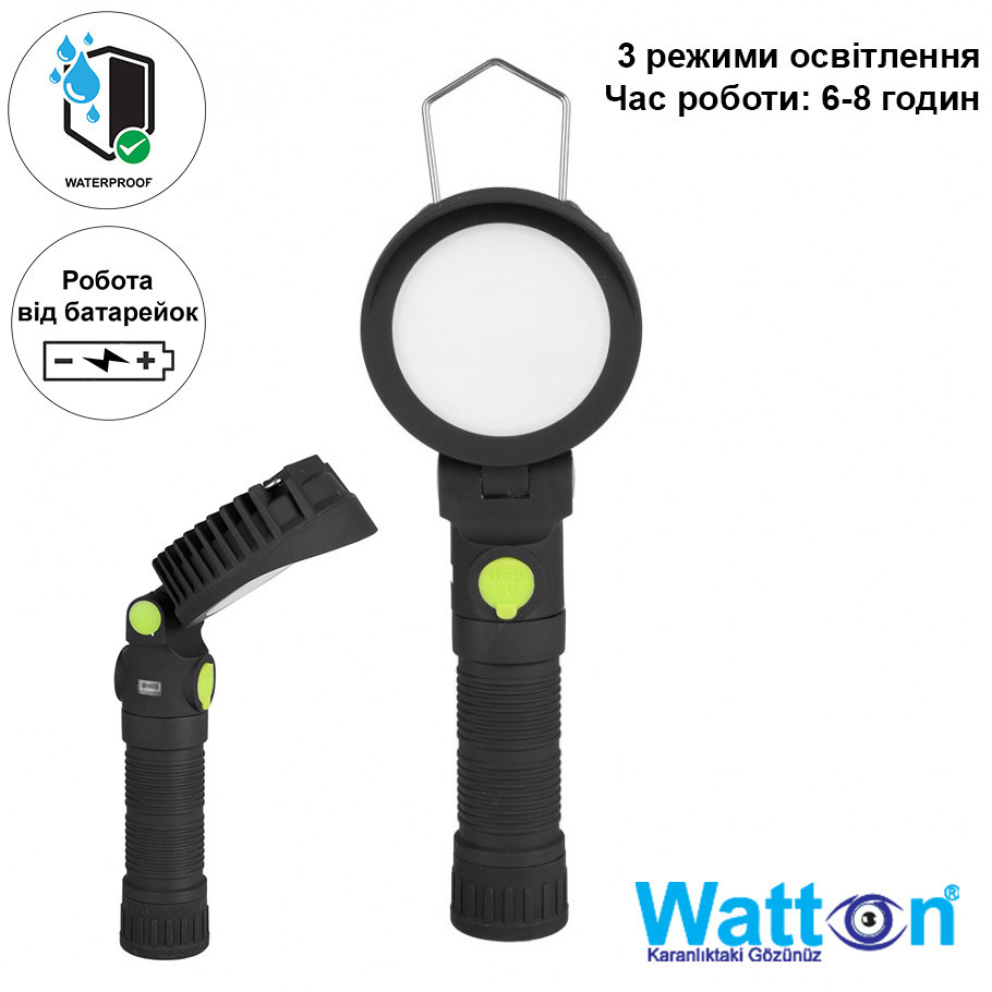 Акумуляторний світлодіодний круглий ліхтарик WT-299 автомобільний ліхтар із трьома режимами свічення Кам'янець-Подільський - фото 3