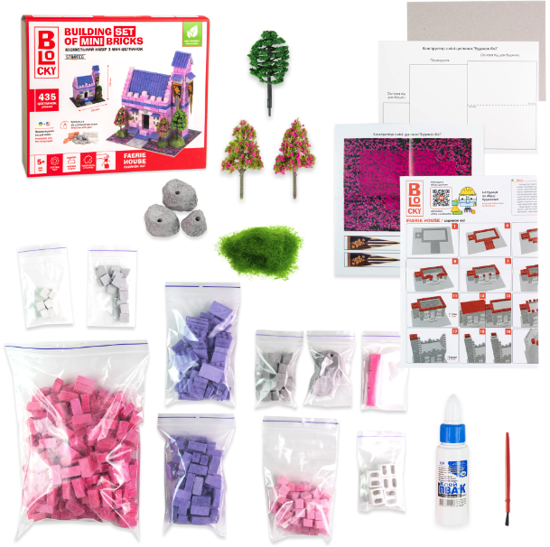 Будівельний набір для творчості з міні-цеглинок BLOCKY Будинок Феї  Strateg (31020), шт Київ - фото 1